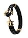 DreamMarker Happiness Jewelry Unisex PU Leather Bracelet With Anchor Alloy Clasp 8.6 Inches Length (Black Gold)