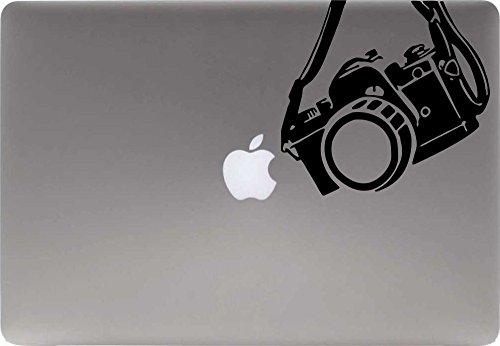 Digital Camera Hanging Vinyl Decal Sticker for Computer MacBook Laptop Ipad Electronics Home Window Custom Walls Cars Trucks Motorcycle Automobile and More (Black)