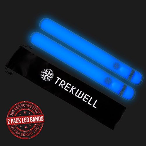 Trekwell 2 LED Slap Bands, Glow Bracelet, High Visibility Running Armband Includes Batteries, Glow In The Dark