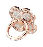 Phone Ring Stand Holder, GreatQIQI Four Leaf Clover Bling Diamond 360 Degree Rotation Smartphone Finger Ring Kickstand Grip Holder Compatible with All Smartphones and Tablets (Rose Gold)