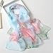 Fashion Flower Ink Style Soft Silk Voile Scarf Wrap Shawl (Lotus-Water blue)