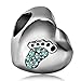 JMQJewelry Heart Christmas Birthstone Baby Love Footprints March Crystal Charm Beads for Bracelets