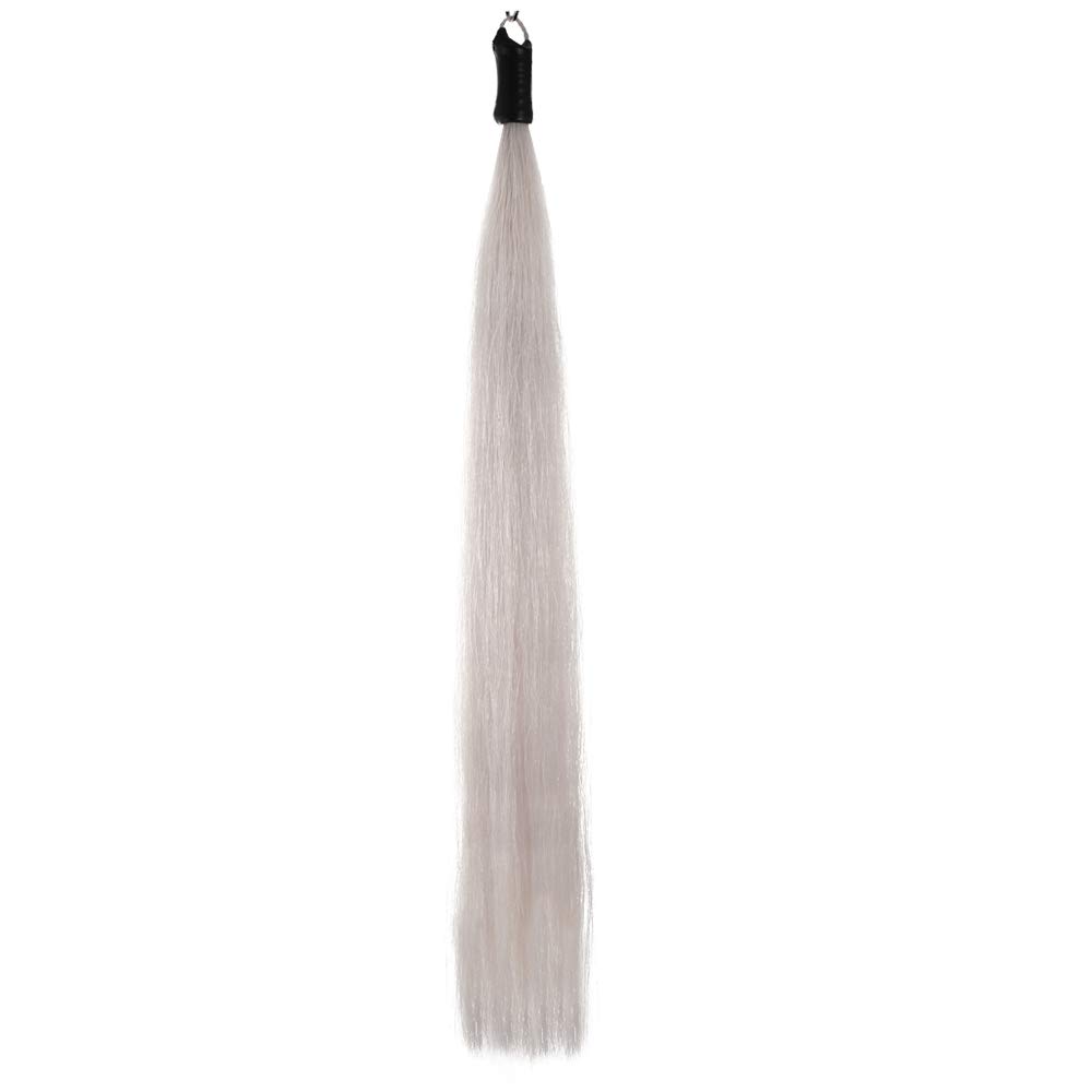 Photo 1 of Y.J TAILS Horse Tail Extensions with Braided Horsehair Loop, Blunt Cut Bottom, 28-30 inches Long and 3/8 lb Weight (Pure White)