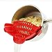 Strainer with 2 Clip for Veggies Pasta Ground Meat and More for Pots Pans,Made by FDA Approved, Heat Resistant Silicone, Red
