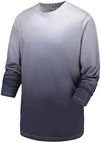 Sodossny Men's Crewneck Long Sleeve Gradient Athletic Sport T-Shirt Grey L