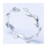 SmallDragon Women's 925 Sterling Silver Olive Branch Tail Ring (Adjustable) Size 6-10
