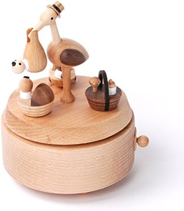 Wooden music box Stork