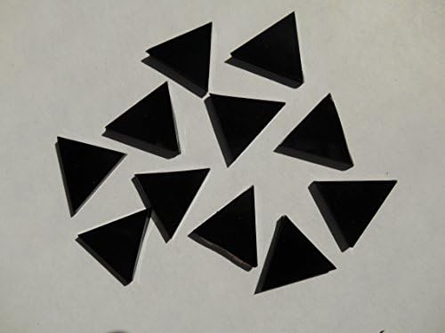 FortySevenGems 50 Pieces Black Opaque Stained Glass Mosaic Triangle Tiles 1 Inch