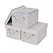 StorageWorks Storage Bins with Lids, Decorative Boxes with Soft Rope Handles, Mixing of Beige, White & Ivory, Medium, 3-Pack