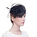 Valdler Womens Feather Mesh Net Sinamay Shaped Fascinator Hat for Tea Party