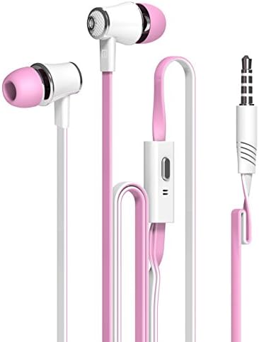 Dastone 3.5mm Noise Isolating Bass In-ear Stereo Earphones Earbuds Headset,headphones with Remote Control &amp; Microphone for Smartphones Tablets Laptops Earphone Andriod IOS (Pink)