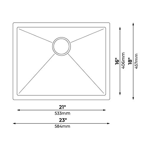 MOWA HMU2318F 23 Inch Undermount 16 Gauge Stainless Steel Bar Prep Kitchen Sink, 10-inch Deep Laundry Sink w/Basket Strainer & Protection Grid + Brushed Nickel Pull-down Faucet Combo