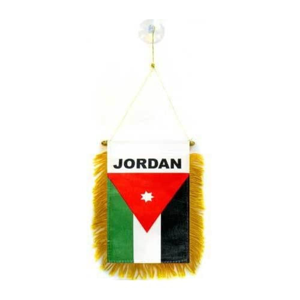 AZ FLAG - Jordan Mini Banner - 6'' x 4'' - 100% Polyester Jordanian Small Pennant for Car - Double-sided Flag with Suction Cup Hanger