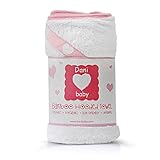 Danibaby Bamboo Hooded Soft Baby Bath Towel, Large, White/Pink