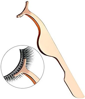 False Lashes NimbleMinLki, False Eyelash Curler Fake Eye Lash Stainless Steel Tweezers Applicator Clip Tool - Rose Gold