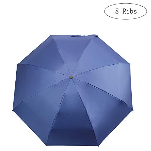 FUNTRESS Mini Compact Umbrella for Travel Extra Large UV Protection Sun Rain Umbrellas Women Kids Outdoor Gift Lightweight Upgraded (Navy Blue)