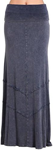 HEYHUN Womens Casual Tie Dye Solid Boho Hippie Long Maxi Skirt w Lace Detail S-3XL