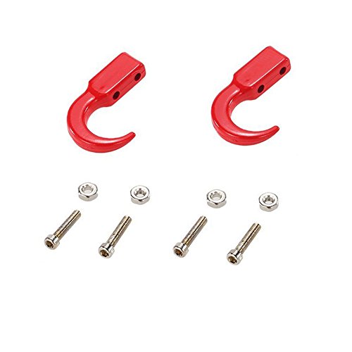 LAFEINA 1Set Red Metal Winch Hook for 1/10 Scale Rock Crawler RC Car