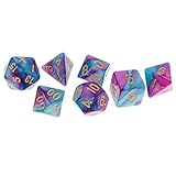 Dovewill Set/7pcs 1.6cm/0.62'' Polyhedral Dice D20 D12 D10 D8 D6 D4 Table Games for Dungeons & Dragons DND MTG RPG Toys Gift Purple Blue