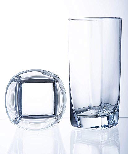 Elegant Highball Glasses [Set of 12] Drinking Glasses for Water, Juice, Beer, Wine, Whiskey, and Cocktails - Square Base with Rounded Top - Thumbnail 7