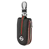 Leather Car Smart Key Chain Universal Key Holder Bag Black Zipper Case Cover Wallet Bag Shell Fob Ring (Nissan)