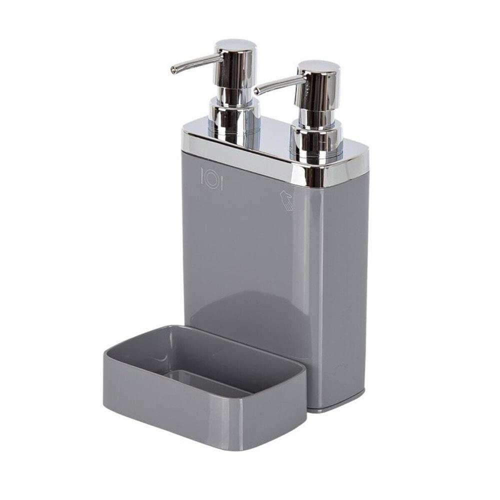 Primanova Viva Double Liquid Soap Dispenser (Double Dispenser with Holder, Grey)