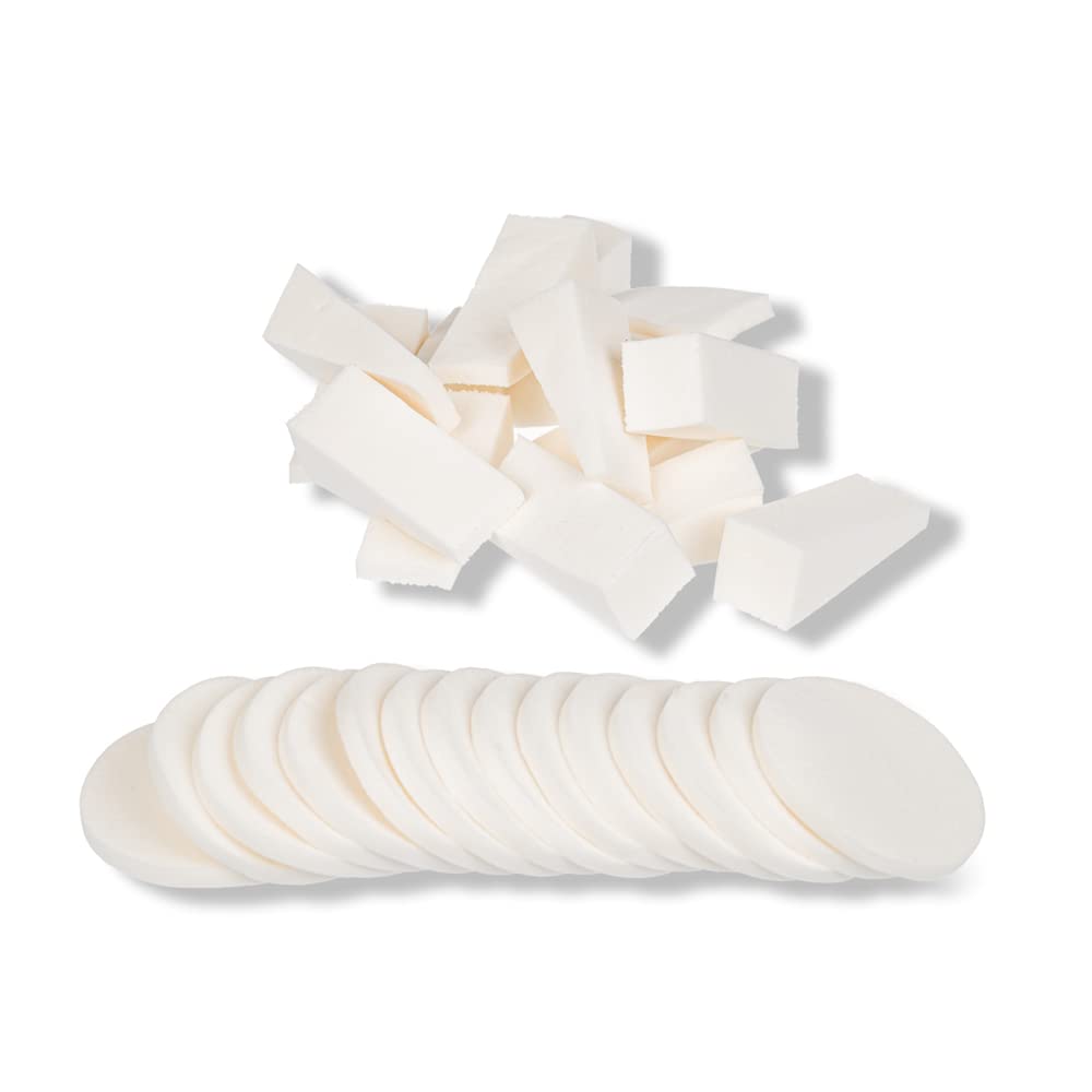 Invero 30 Piece Soft Makeup Sponge Blending Set - Triangle Beauty Wedges Circle Shaped Blender Sponges for Foundations, Creams, Powders or Nail Art - Wet and Dry use