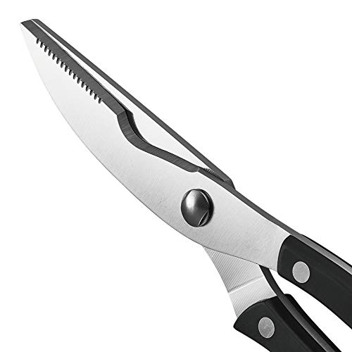Heavy Duty Stainless Steel Kitchen Shears With Spring Loaded Handle And Professional Blade Poultry Scissors For Spatchcock Turkey Lobster And Bone By Proshear (Black) - Thumbnail 4