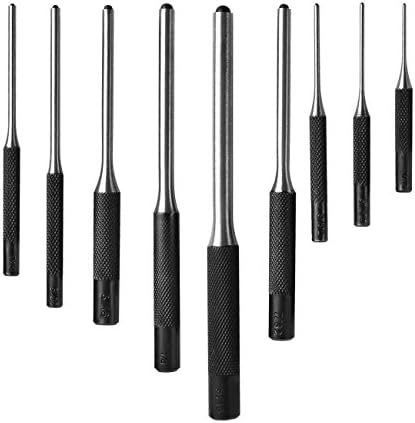 Xage 9 Pcs Bolt Catch Roll Pin Punch Set - Tool Kit for Woodwork/Machinery/Automotive/Watch Repair/Jewelry/Crafts/AR 15 with Red Carrying Bag by Xage