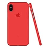 Ultra Thin iPhone X Case, Shamo's PP Thinnest Case [ 0.35mm ] Skin Light Slim Minimal Anti-Scratch Protective Cover Semi-Transparent Lightweight Matte Finish Coating Good Grip Frosted (Red)