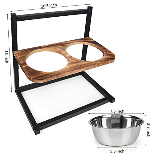 Emfogo Dog Cat Bowls Raised Dog Bowl Stand Feeder Adjustable Elevated 3 Heights5in 9in 13in with Stainless Steel Food… - Image 7