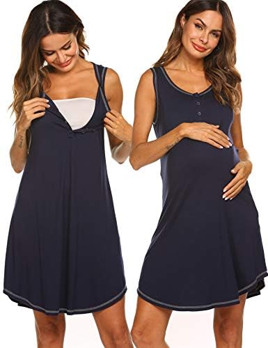 Sleepshirts Womens Maternity Nightgowns Soft Knit Sleepwear Sleeveless Nightdress S-XXL