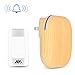 Wehome Wireless Doorbell - Waterproof Door Bell, 1 Remote Push Button and 1 Plug-in Receivers with LED Light, Operating at 984ft/300m Range, 36 Chimes to Choose, Battery Operated (Wood Grain)