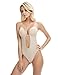 Shymay Women Backless Shapewear Bodysuit Plunge Backless Body Shaper Bra Seamless Thong Low Back Shapewear for Backless Dress (Beige, 32B/C)