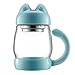 BZY1 Cute Cat Tea Mugs 420 ml / 14 oz Portable Glass Tea Cup With a Lid and Strainer - Heat Resistant Mugs Gift (Blue)
