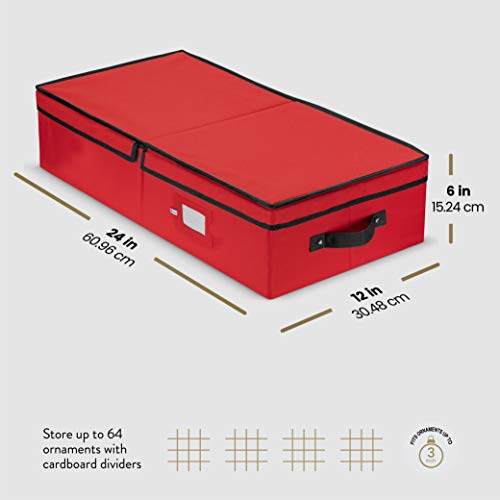 Underbed Christmas Ornament Storage Box With Lide Sturdy 600D Oxford