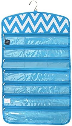 Closet Trolley Hanging Cosmetic Bag - Blue Chevron