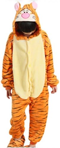 ANGELIENO Unisex Dinosaur Kids Pajamas Animal Costume Sleeping Wear 5 size (L, Tiger)