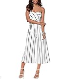 Mojessy Women's Strapless Stripe High Waist Wide Leg Long Pants Jumpsuits Rompers