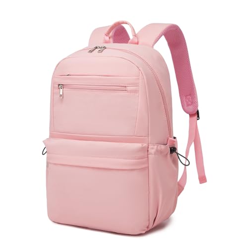Kono Mochila Escolar Adolescente Mujer Hombre, Mochilas Instituto Ligera Impermeable 15.6 Pulgadas Portátil, Mochila Casual Viaje Trabajo Colegio Universidad (Rosa)
