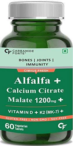Carbamide Forte Alfalfa Calcium Citrate Malate with Cissus, Vitamin D, K2, B12, Mg & Zn - 60 Tablets
