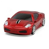 Usbkingdom 2.4GHz Cool 3D Sport Car Shape Wireless Mouse Optical Cordless Mice With USB Receiver For PC Laptop Computer Notebook 1600 DPI (Red)