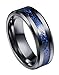 Tanyoyo 8mm Blue Black Dragon Pattern Beveled Edges Celtic Rings Jewelry Wedding...