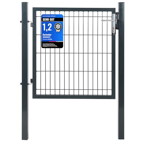 SONGMICS Galvanised Steel Garden Gate, Heavy Duty and Durable with Lock and Key, Gate Dimensions