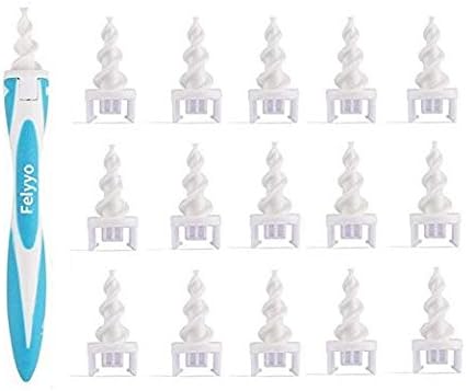 Ear Wax Removal Tool Kit Spiral Ear Cleaner with 16 pcs Replacement Heads Soft Safe Silicone