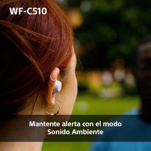 Fones de ouvido sem fio pequenos e leves sony wf-c510, com conexão multiponto, modo de som ambiente, resistência à água ipx4, spotify tap, carregamento rápido, 22 horas de bateria, ios e android - preto