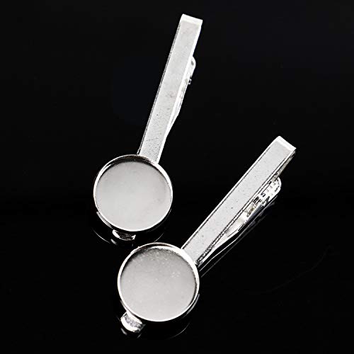 Pomeat 8 pcs Blank Tie Clipswith 16mm Circel Bezel for Personalized Gift for Him