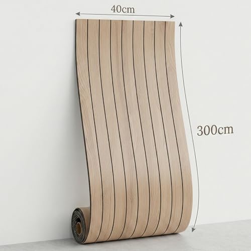 Tava Home - Panel de Pared PVC Tipo Madera en Rollo (260x30 cm), Revestimiento Lambrín Impermeable para Baño y Sala, Panel Acústico 3D de Piso a Techo con Fieltro, 1 unidad (Bambú Claro)