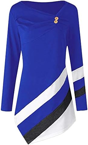 Women Dresses Womens Plus Size Striped Asymmtrical Long Sleeve Pullover Tops Casual Loose Blouse Tunic Tops for Women