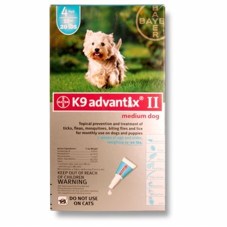 BAYER 004BAY-04458498 K9 Advantix II for Medium Dogs 11 - 20 lbs, Teal - 4 Months BAYER 004BAY-04458498 K9 Advantix II for Medium Dogs 11 - 20 lbs, Teal - 4 Months